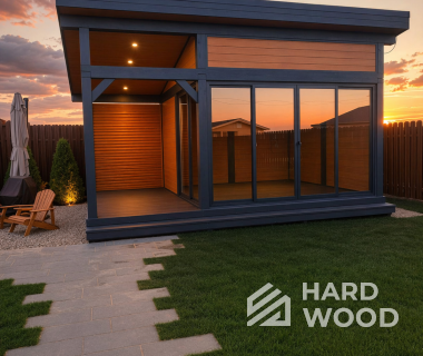 Серая беседка для дачи из дерева №101 - фото 2297